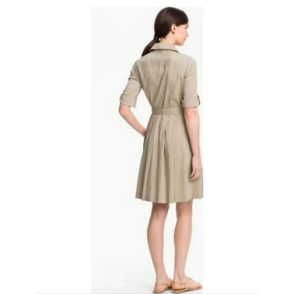 Tory Burch Blythe Khaki Safari Shirt Dress Resortwear Old Money Quiet Luxury 8